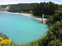 Dog and master attempt to swim Rakaia Gorge