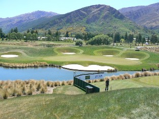 View of the 6th green, a challenging 230m par 3 at The Hills