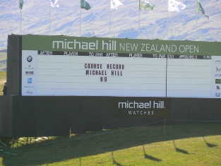 NZ Open scoreboard before play commenced