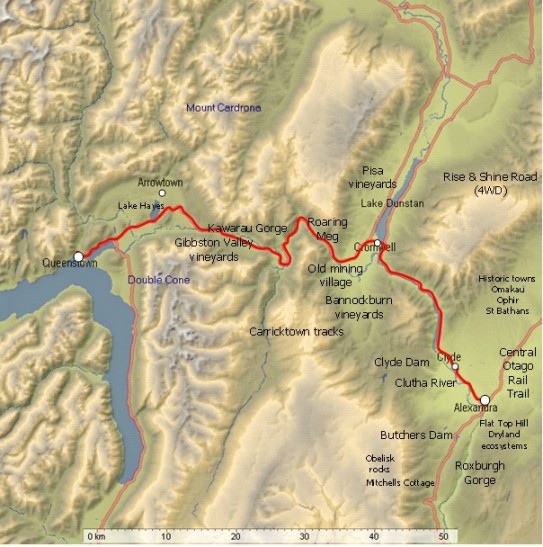 Queenstown to Alexandra via the Kawarau Gorge and Cromwell